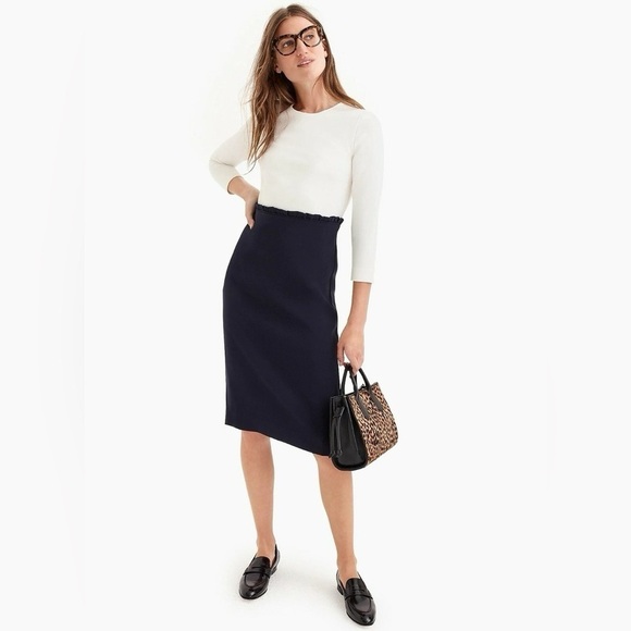 J. Crew Dresses & Skirts - J Crew 365 Colorblock Midi Dress Ivory / Navy Size 4 Tall Business Casual Office
